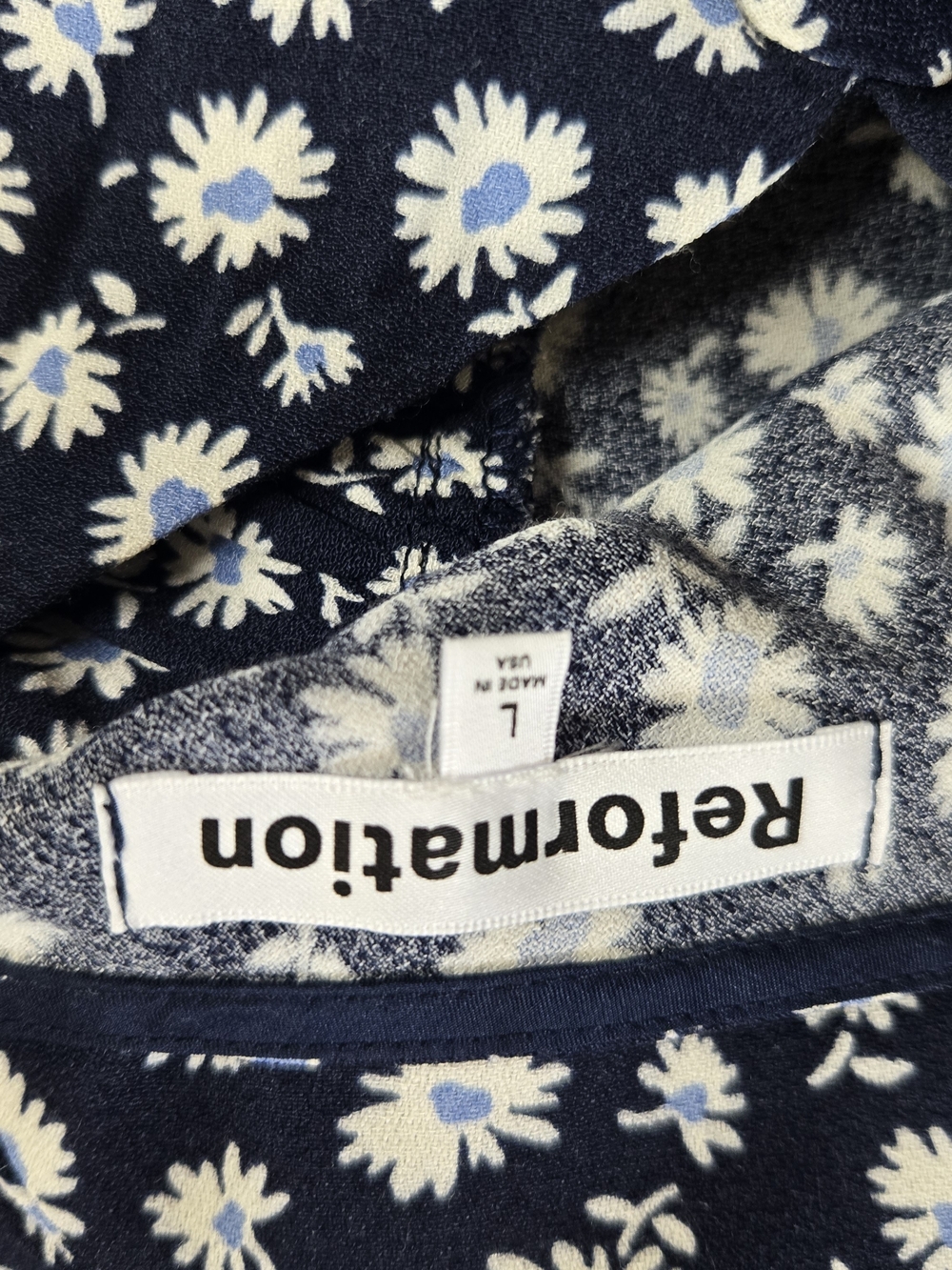 Reformation Beauden Floral Midi Dress Navy Daisy Sleeveless Size Large - Picture 5 of 11